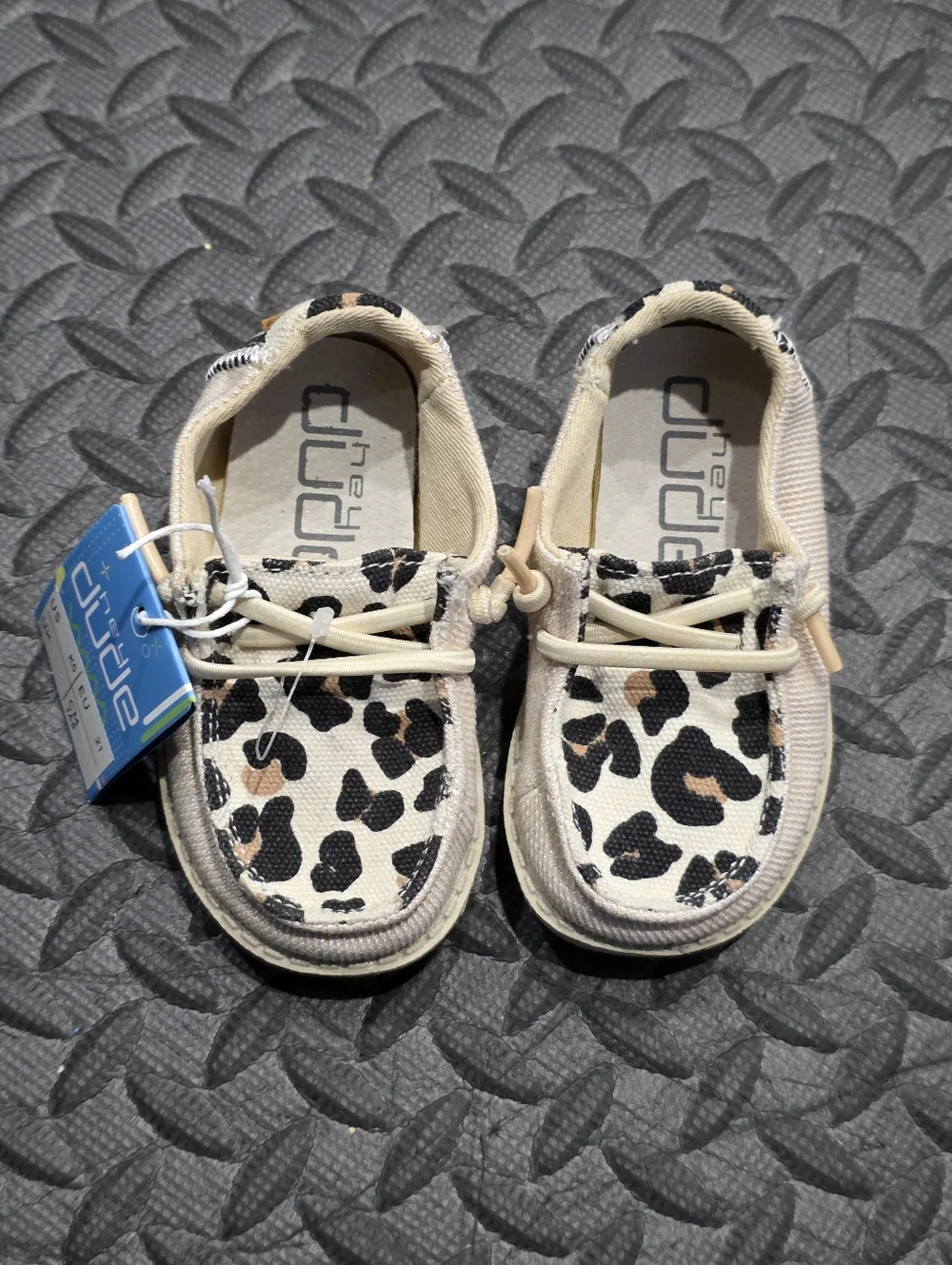 Hey Dude Kids Leopard Print Slip-On Moccasins - Cream, Black, Tan